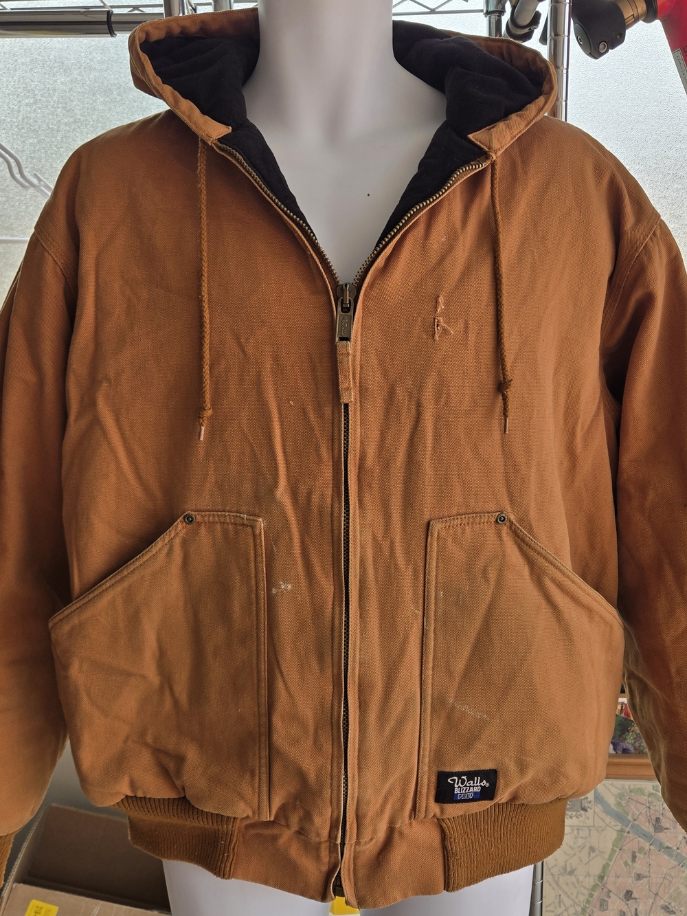 Vintage Walls Blizzard Pruf Brown Insulated Work Jacket XL 46–48 Brass Zip
